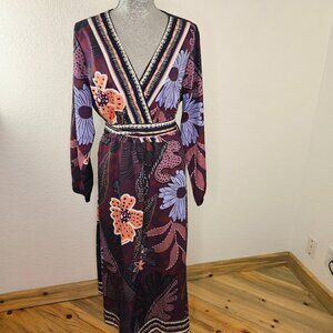 BloomChic Purple Floral Faux Wrap Dress Size 14/16 NWT!